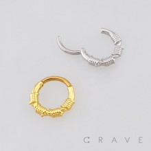 POLISHED BARB WIRE COIL WRAP SEPTUM CLICKER RING 316L SURGICAL STEEL